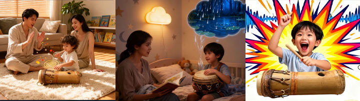 家庭音乐启蒙活动 - 家长与孩子一起玩椰鼓和竹丁