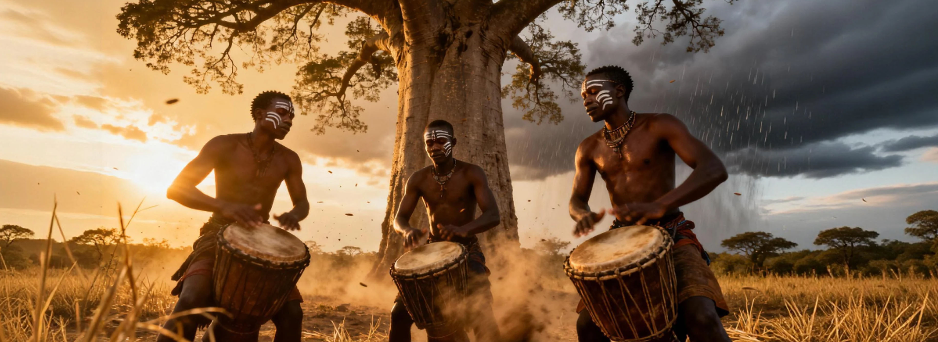 非洲手鼓合奏场景 - 多鼓合奏展现节奏的力量