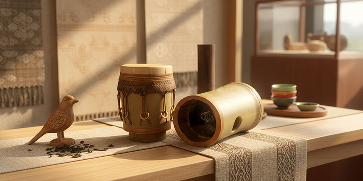 华鼓竹丁与非洲手鼓外观对比 - 竹丁的东方清雅与非洲鼓的原始粗犷