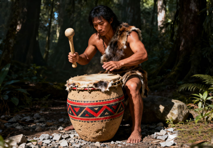 手鼓在中国西亚北非的出现 - 考古发现的陶制鼓身，包括早期竹丁和椰鼓
